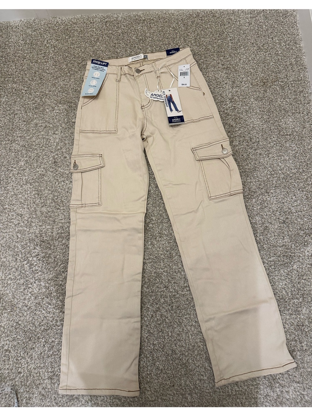 Women’s Angels of Difference 90’s Straight Tan Cargo Jeans